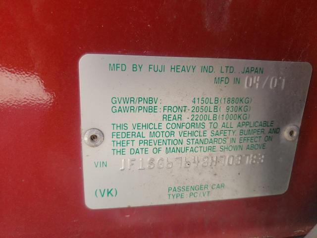 Photo 10 from auction – 2008 SUBARU FORESTER 2 with VIN JF1SG67648H703783