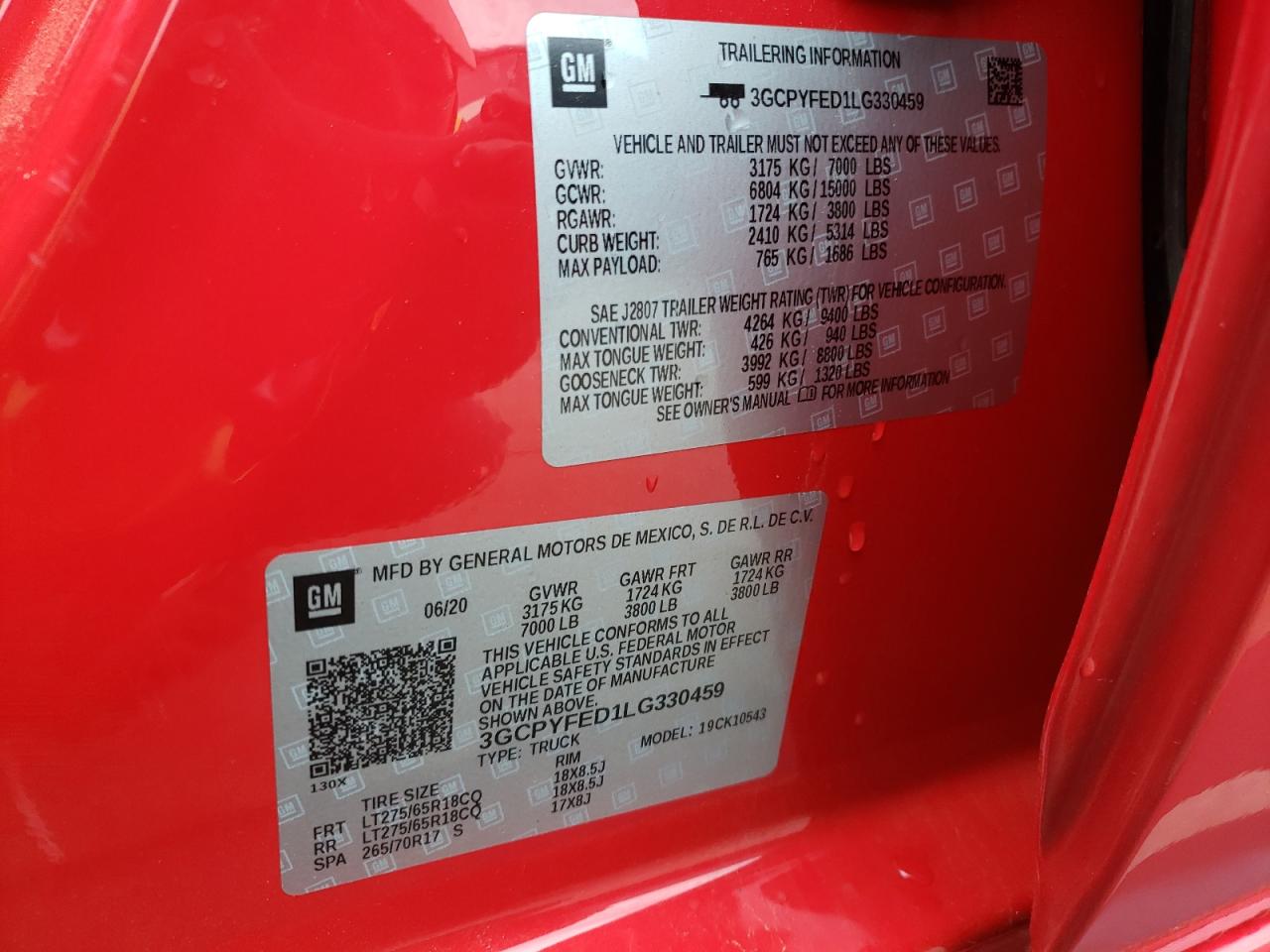Photo 10 from auction – 2020 CHEVROLET SILVERADO with VIN 3GCPYFED1LG330459