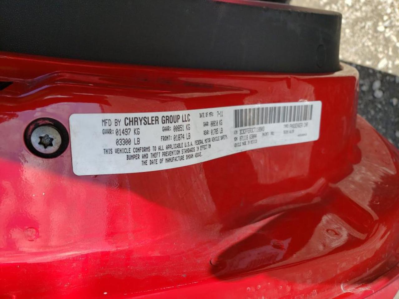 Photo 10 from auction – 2012 FIAT 500 LOUNGE with VIN 3C3CFFER3CT118903