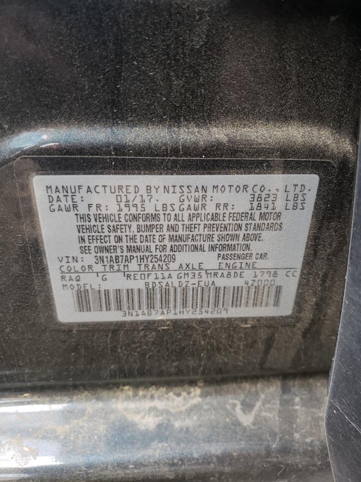 Photo 10 from auction – 2017 NISSAN SENTRA S with VIN 3N1AB7AP1HY254209