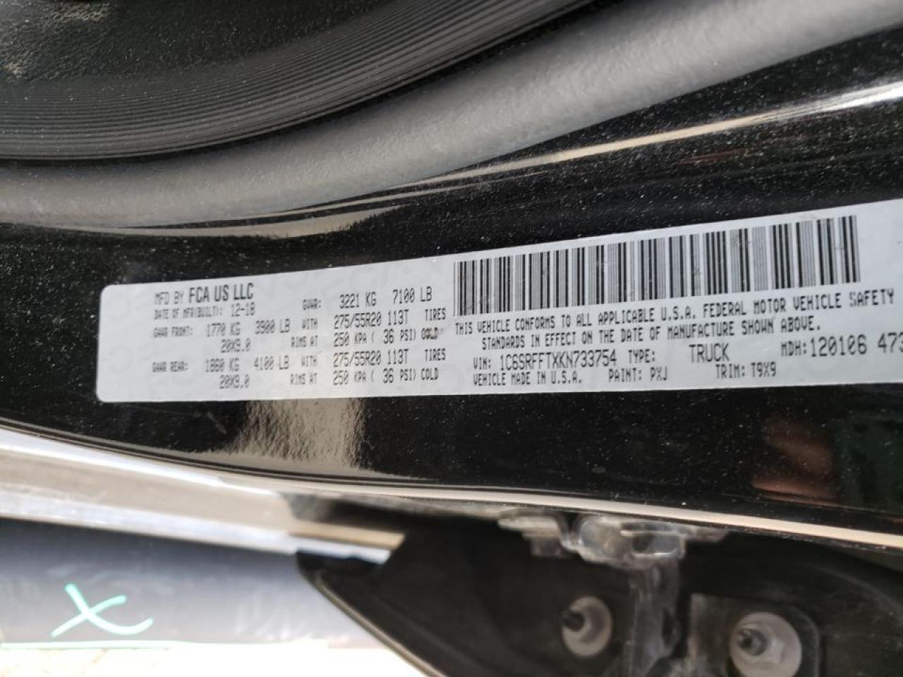 Photo 10 from auction – 2019 RAM 1500 BIG H with VIN 1C6SRFFTXKN733754