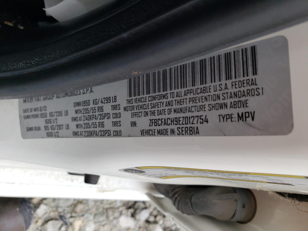 Photo 10 from auction – 2014 FIAT 500L LOUNG with VIN ZFBCFACH9EZ012754