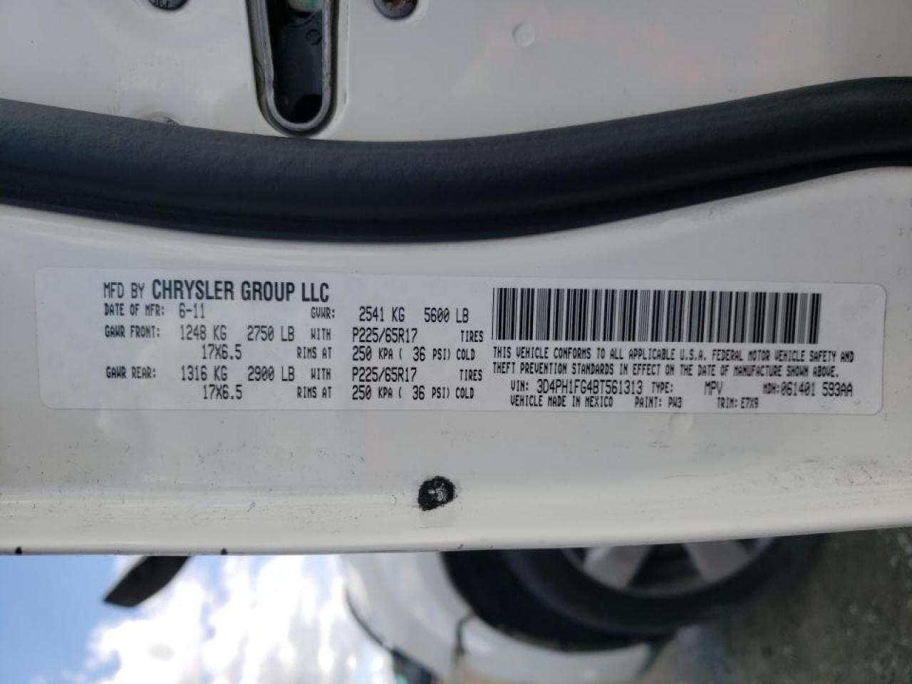 Photo 10 from auction – 2011 DODGE JOURNEY MA with VIN 3D4PH1FG4BT561313