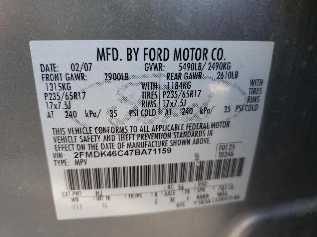 Photo 10 from auction – 2007 FORD EDGE SE with VIN 2FMDK46C47BA71159