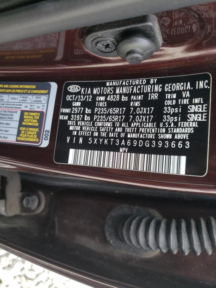 Photo 10 from auction – 2013 KIA SORENTO LX with VIN 5XYKT3A69DG393663