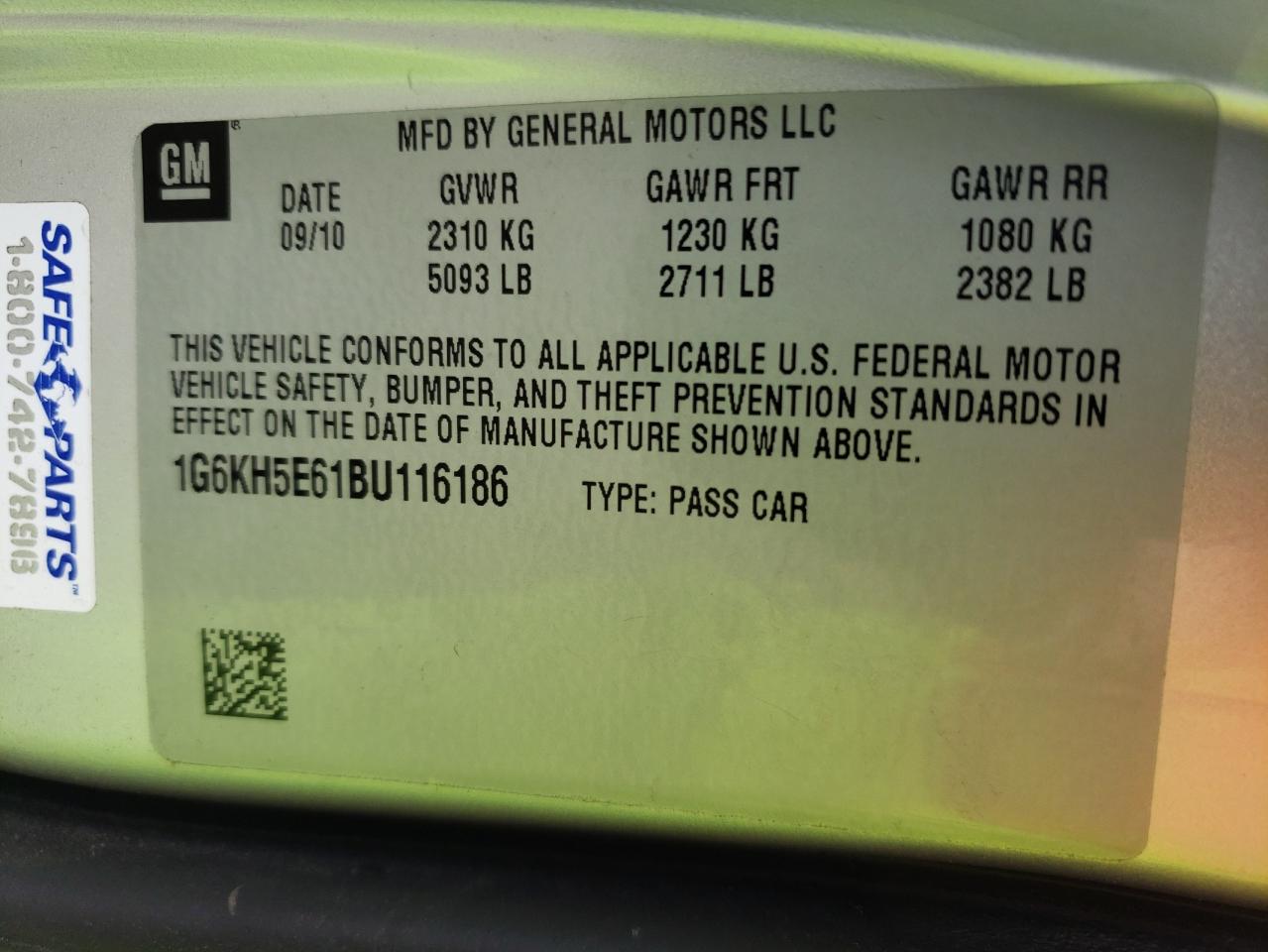 Photo 10 from auction – 2011 CADILLAC DTS PREMIU with VIN 1G6KH5E61BU116186