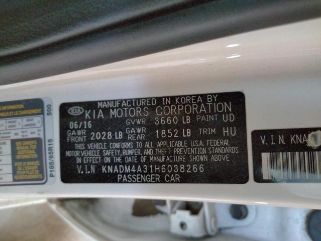 KIA RIO LX 2017 with VIN KNADM4A31H6038266 - Photo from auction
