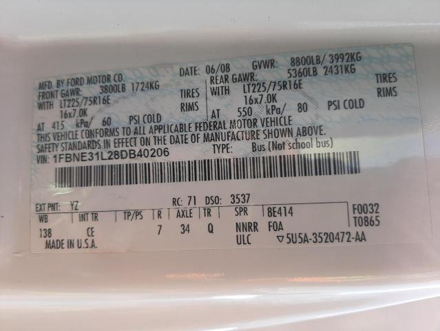 Photo 10 from auction – 2008 FORD ECONLINE with VIN 1FBNE31L28DB40206