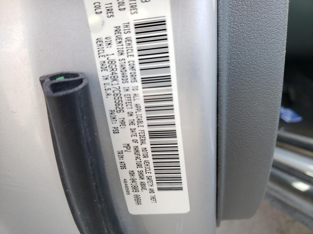 Photo 10 from auction – 2007 JEEP GRAND CHER with VIN 1J8GR48K17C655626