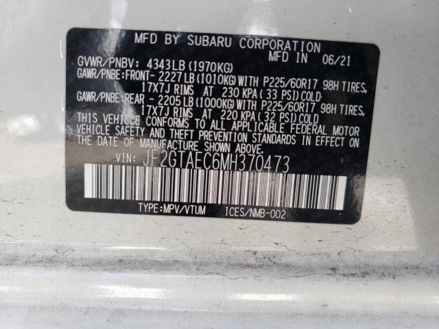 Photo 10 from auction – 2021 SUBARU CROSSTREK with VIN JF2GTAEC6MH370473