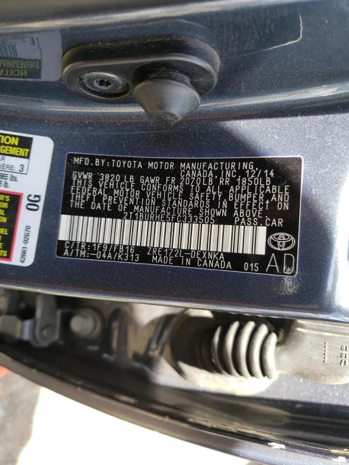 Photo 10 from auction – 2015 TOYOTA COROLLA L with VIN 2T1BURHE5FC333505