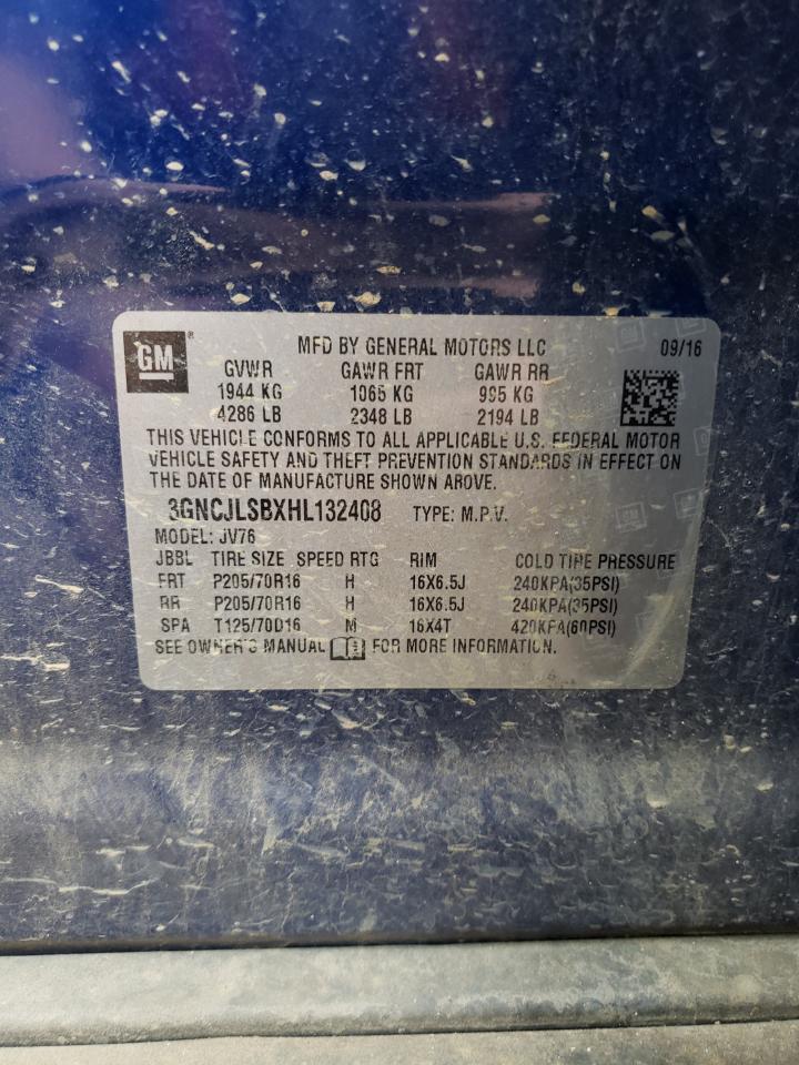 Photo 10 from auction – 2017 CHEVROLET TRAX 1LT with VIN 3GNCJLSBXHL132408