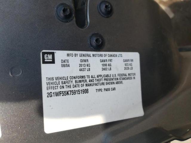 Photo 10 from auction – 2005 CHEVROLET IMPALA with VIN 2G1WF55K759151908