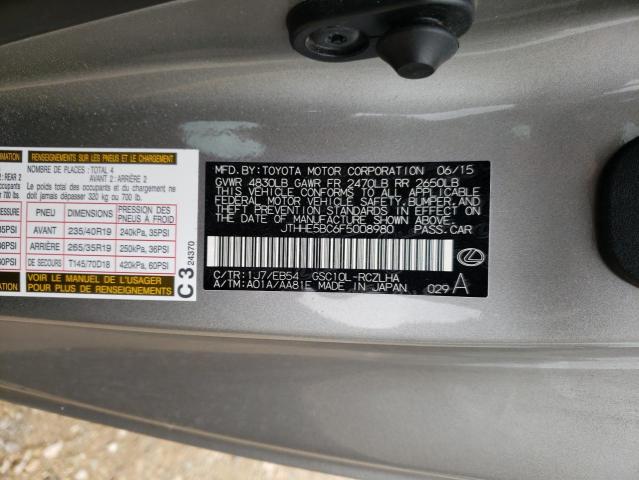 Photo 10 from auction – 2015 LEXUS RC 350 with VIN JTHHE5BC6F5008980
