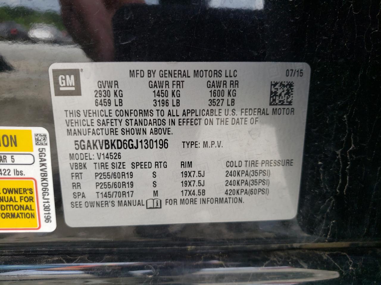 Photo 10 from auction – 2016 BUICK ENCLAVE with VIN 5GAKVBKD6GJ130196