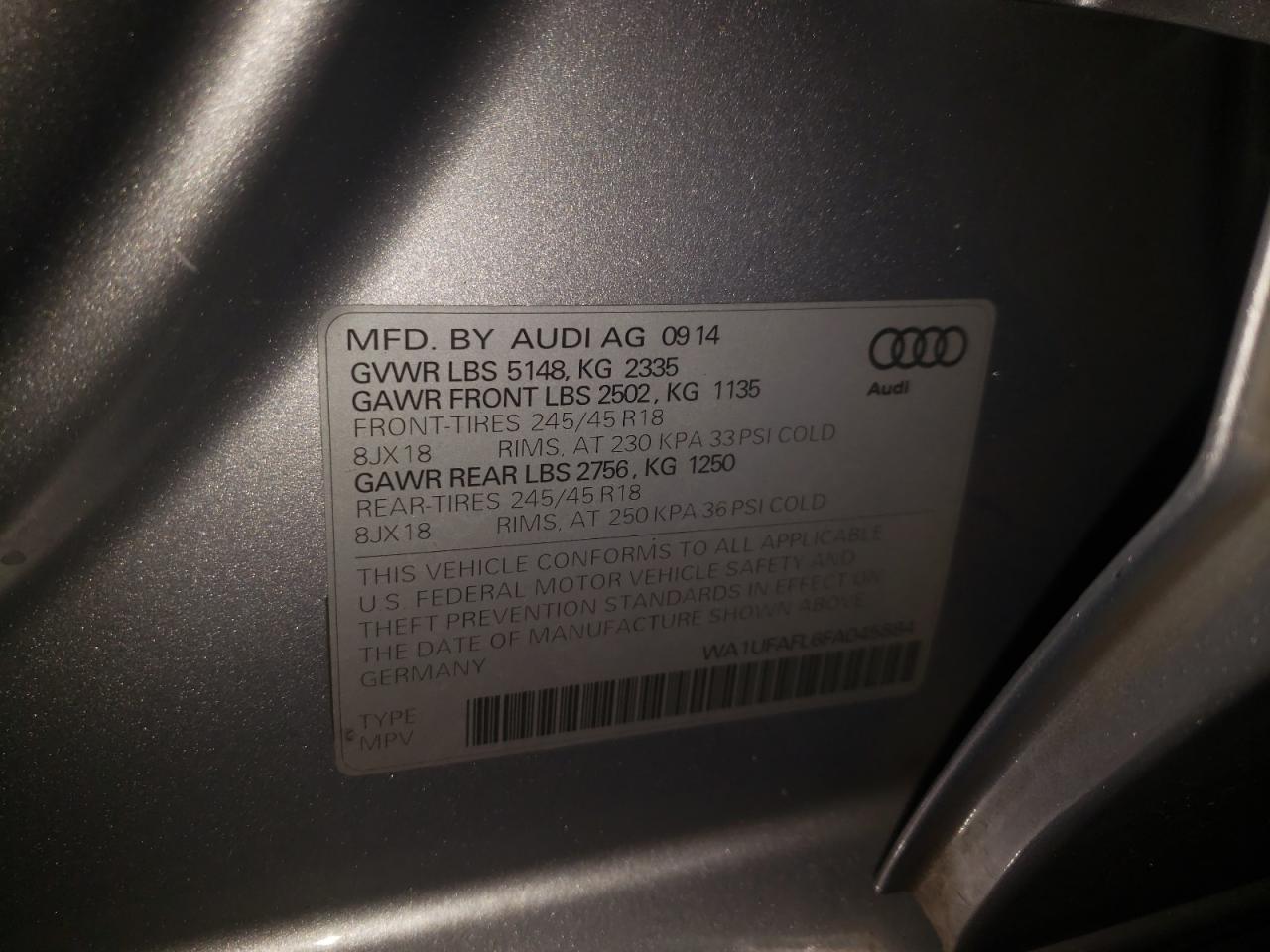 Photo 10 from auction – 2015 AUDI A4 ALLROAD with VIN WA1UFAFL6FA045884