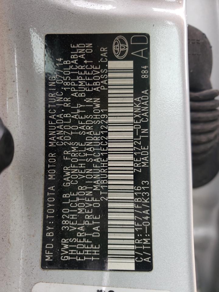 Photo 10 from auction – 2014 TOYOTA COROLLA L with VIN 2T1BURHE1EC212291