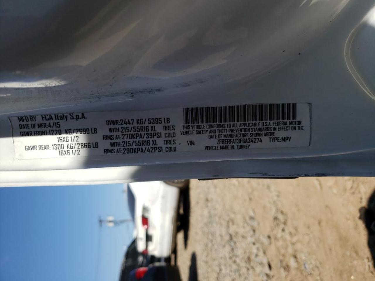 Photo 10 from auction – 2015 RAM PROMASTER with VIN ZFBERFAT3F6A34274