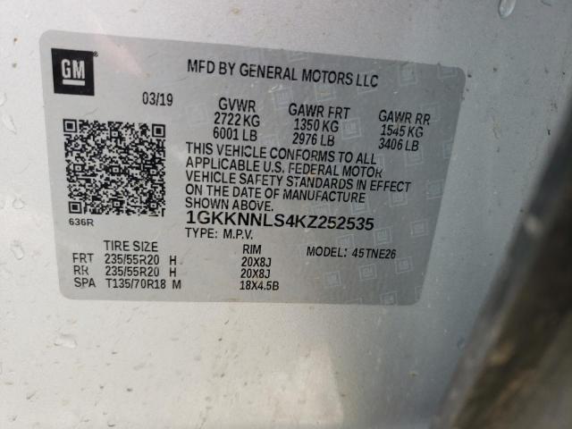 Photo 10 from auction – 2019 GMC ACADIA SLT with VIN 1GKKNNLS4KZ252535