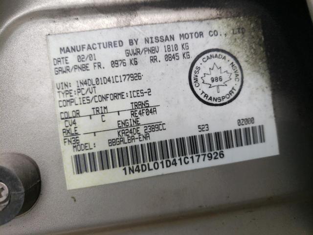 Photo 10 from auction – 2001 NISSAN ALTIMA XE with VIN 1N4DL01D41C177926