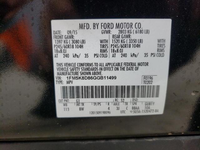 Photo 10 from auction – 2016 FORD EXPLORER X with VIN 1FM5K8D86GGB11499