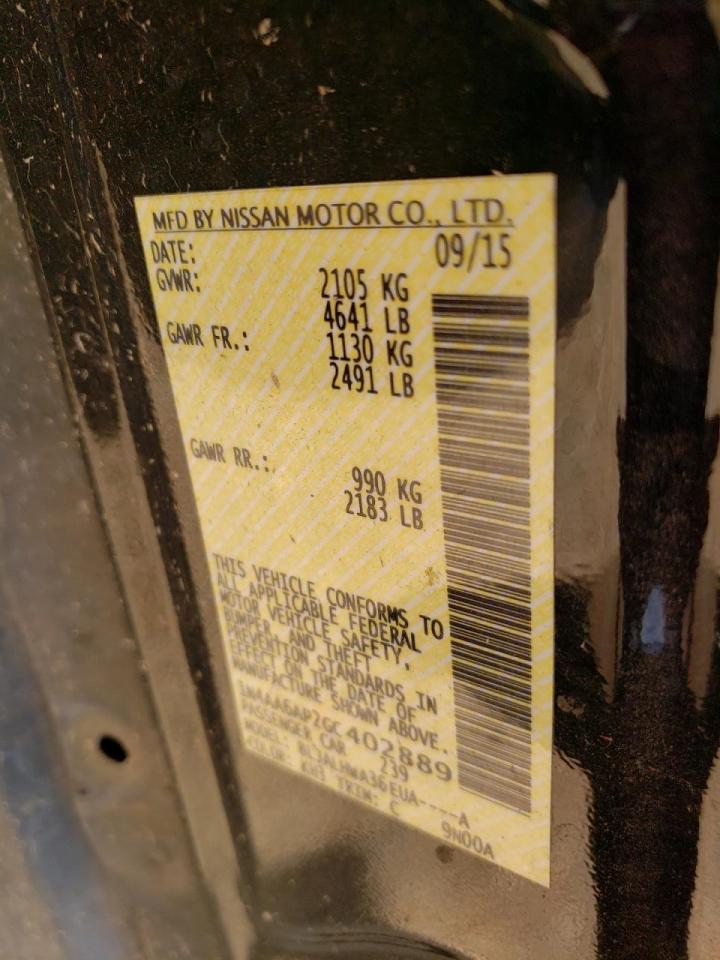 Photo 10 from auction – 2016 NISSAN MAXIMA 3.5 with VIN 1N4AA6AP2GC402889