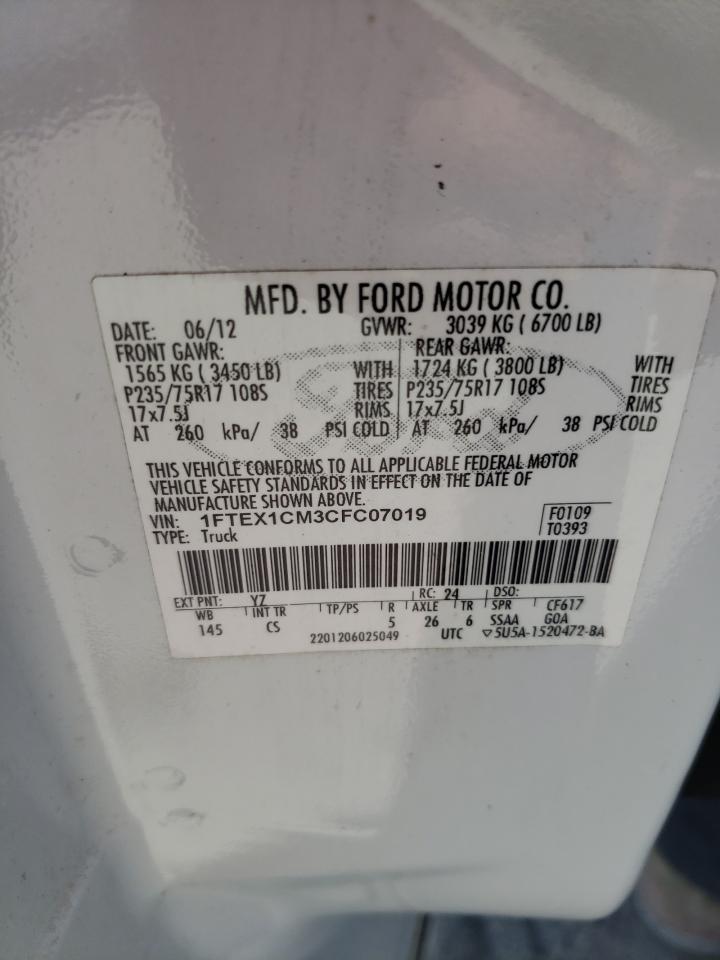 Photo 10 from auction – 2012 FORD F150 SUPER with VIN 1FTEX1CM3CFC07019