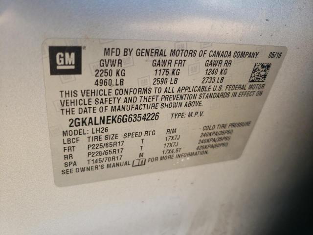 Photo 10 from auction – 2016 GMC TERRAIN SL with VIN 2GKALNEK6G6354226