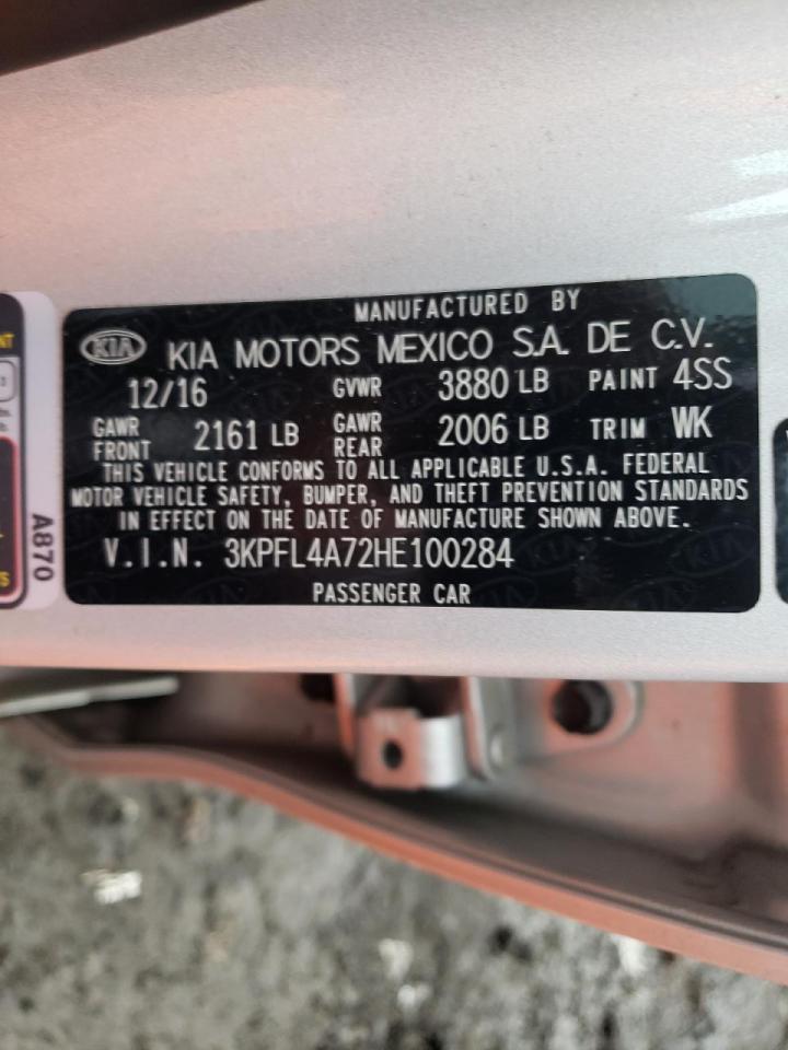 Photo 10 from auction – 2017 KIA FORTE LX with VIN 3KPFL4A72HE100284
