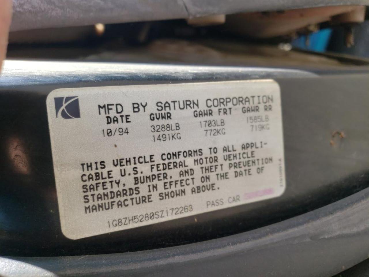 Photo 10 from auction – 1995 SATURN SL1 with VIN 1G8ZH5280SZ172263