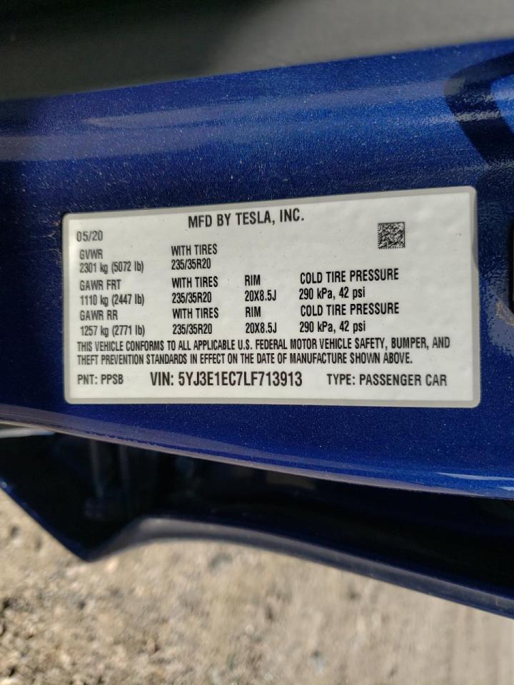 Photo 10 from auction – 2020 TESLA MODEL 3 with VIN 5YJ3E1EC7LF713913