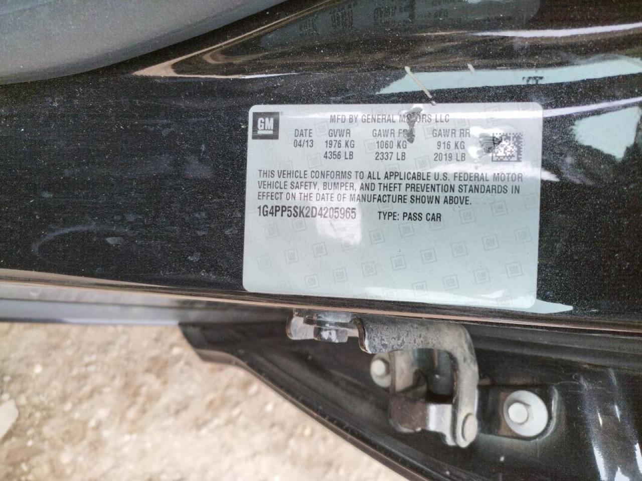 Photo 10 from auction – 2013 BUICK VERANO with VIN 1G4PP5SK2D4205965