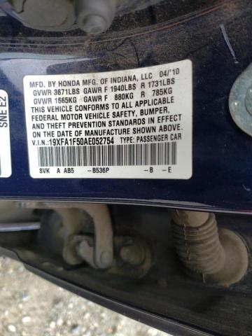 Photo 10 from auction – 2010 HONDA CIVIC LX with VIN 19XFA1F50AE052754