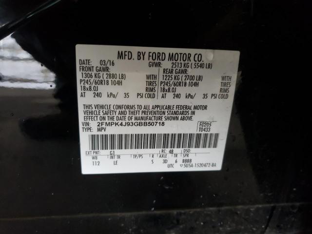 Photo 10 from auction – 2016 FORD EDGE SEL with VIN 2FMPK4J93GBB50718