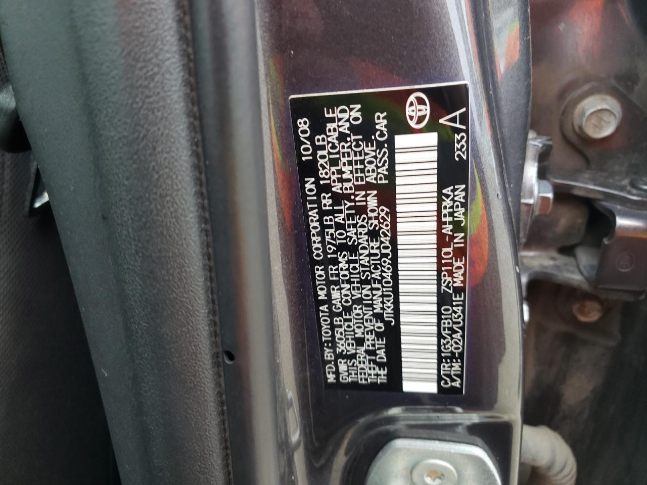 Photo 10 from auction – 2009 TOYOTA SCION XD with VIN JTKKU10469J042629