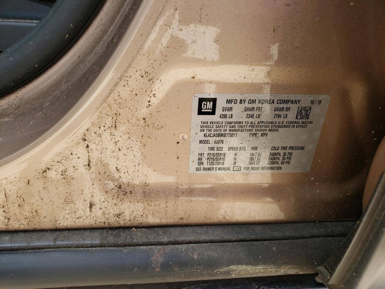 Photo 10 from auction – 2019 BUICK ENCORE PRE with VIN KL4CJASB9KB775011