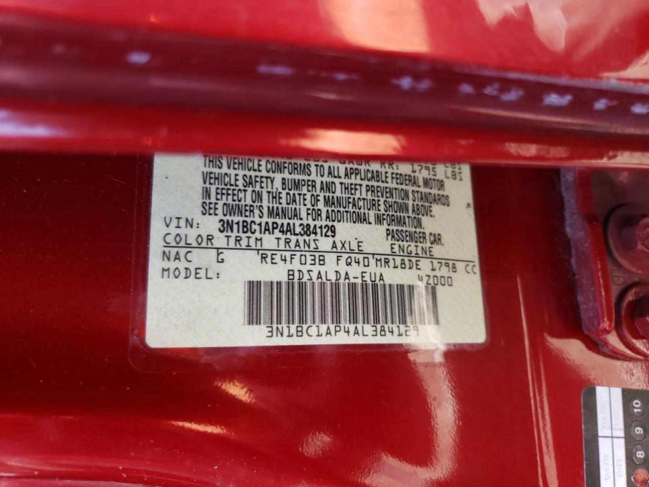 Photo 10 from auction – 2010 NISSAN VERSA S with VIN 3N1BC1AP4AL384129