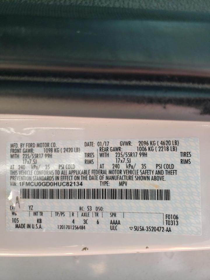 Photo 10 from auction – 2017 FORD ESCAPE SE with VIN 1FMCU0GD0HUC82134