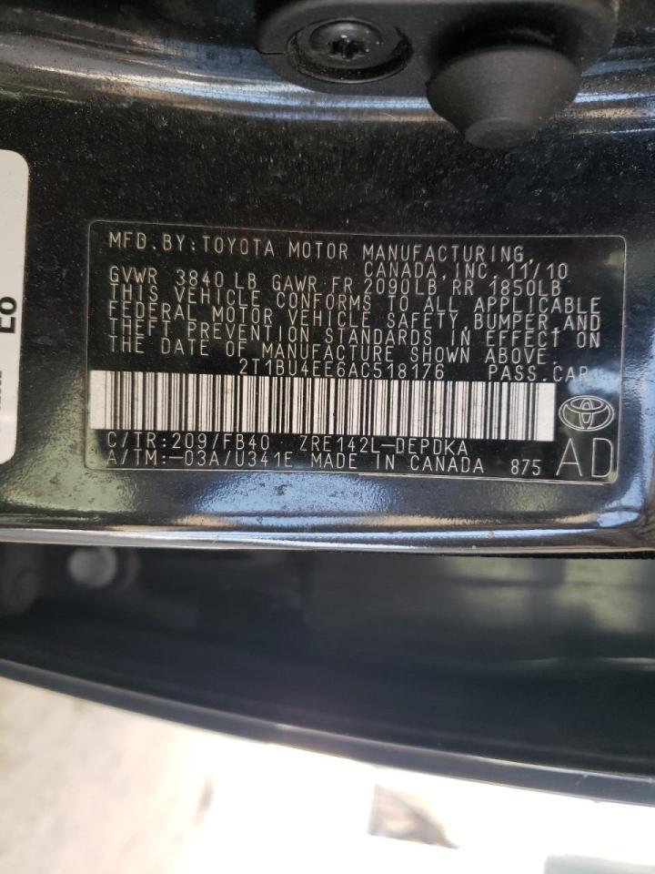 Photo 10 from auction – 2010 TOYOTA COROLLA BA with VIN 2T1BU4EE6AC518176