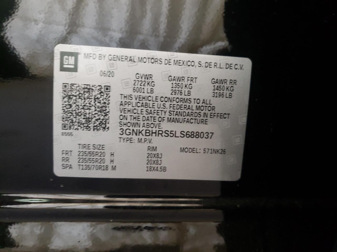 Photo 10 from auction – 2020 CHEVROLET BLAZER 2LT with VIN 3GNKBHRS5LS688037