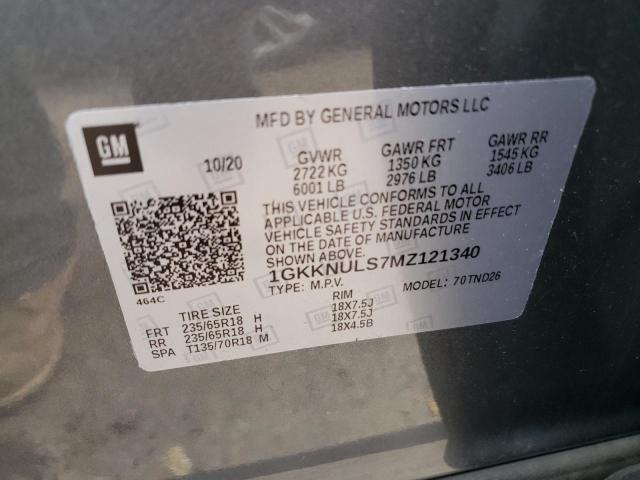 Photo 10 from auction – 2021 GMC ACADIA SLT with VIN 1GKKNULS7MZ121340
