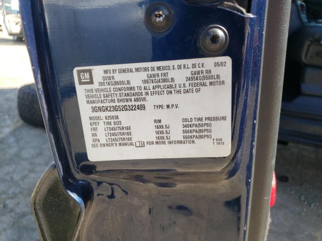 Photo 10 from auction – 2002 CHEVROLET AVALANCHE with VIN 3GNGK23G52G322409