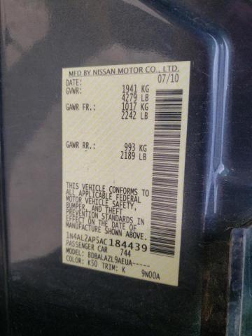 Photo 10 from auction – 2010 NISSAN ALTIMA BAS with VIN 1N4AL2AP5AC184439