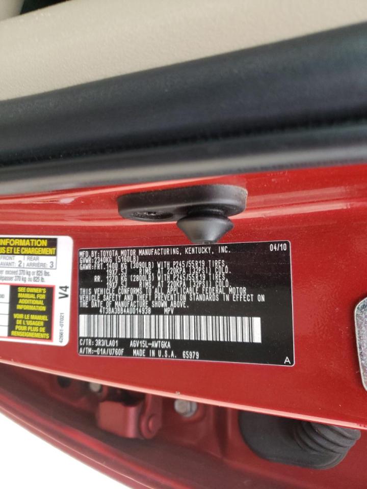 Photo 10 from auction – 2010 TOYOTA VENZA with VIN 4T3BA3BB4AU014938