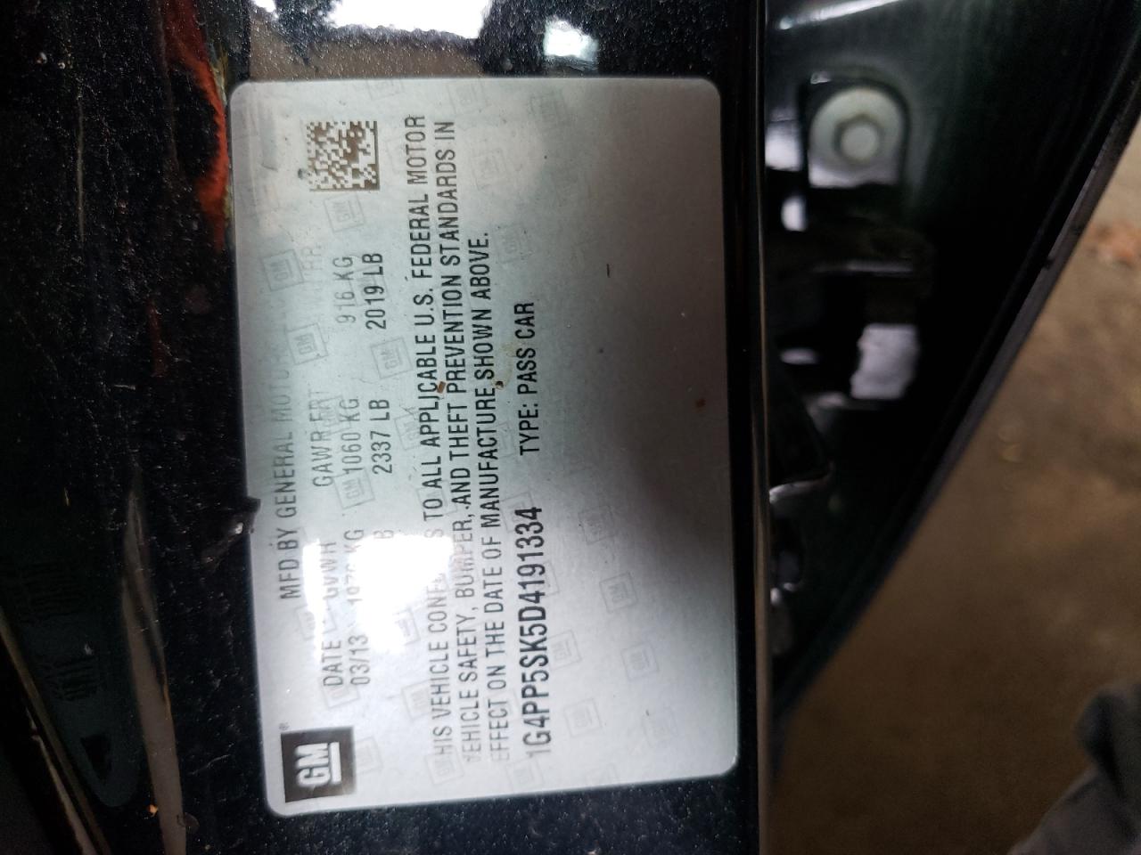 Photo 10 from auction – 2013 BUICK VERANO with VIN 1G4PP5SK5D4191334