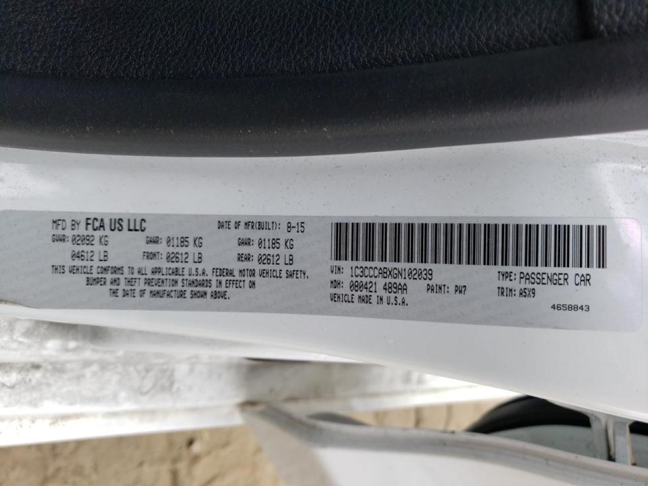 Photo 10 from auction – 2016 CHRYSLER 200 LIMITE with VIN 1C3CCCABXGN102039