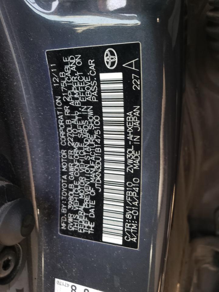Photo 10 from auction – 2011 TOYOTA PRIUS with VIN JTDKN3DU1B1475100