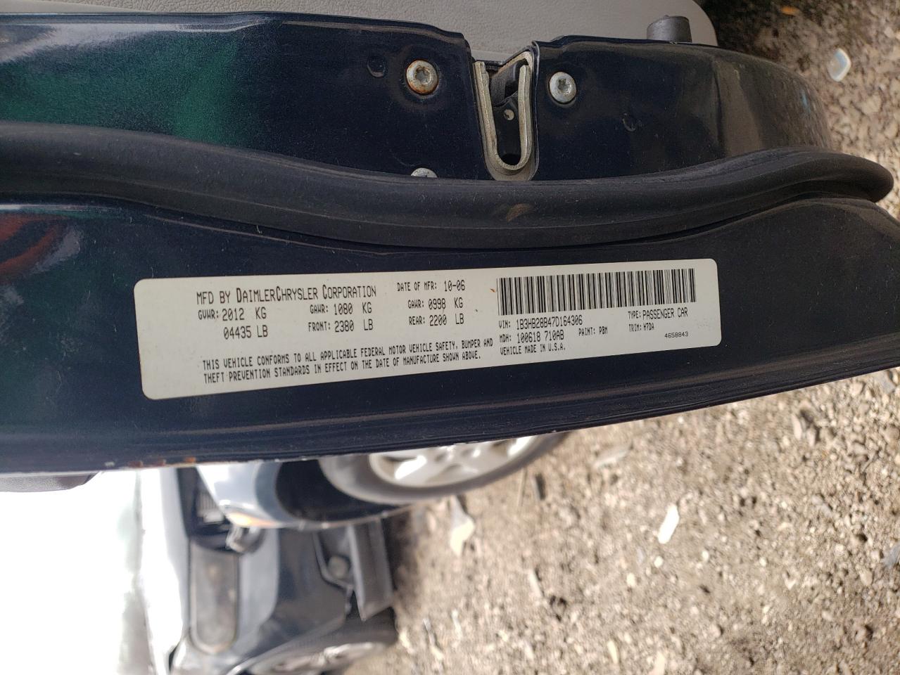 Photo 10 from auction – 2007 DODGE CALIBER with VIN 1B3HB28B47D164306