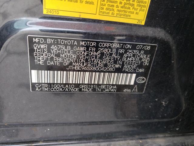 Photo 10 from auction – 2008 LEXUS GS 350 with VIN JTHBE96SX80042080