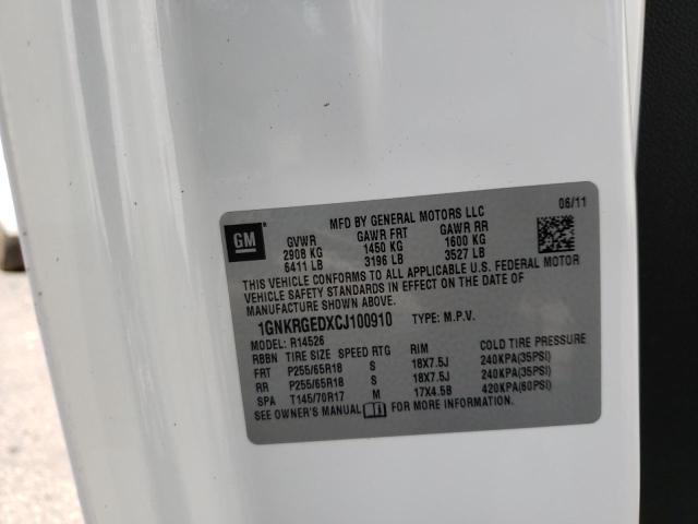 Photo 10 from auction – 2012 CHEVROLET TRAVERSE L with VIN 1GNKRGEDXCJ100910